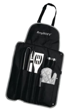 BergHOFF Grillbesteck-Set mit Schürze 9-teilig, Schwarz